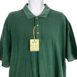 Vintage Club Room Mens Shirt L Green Polo Short Sleeve Weather Wash New